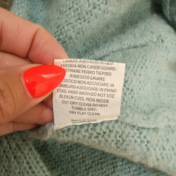 Fornarina Women's Wool Blend Aqua Open Front Cardigan Sweater Size Medium - Picture 6 of 7